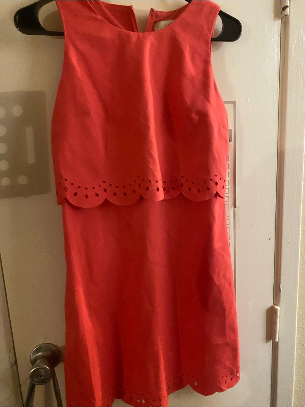 LOFT Coral Scallop-Trim Sleeveless Dress
